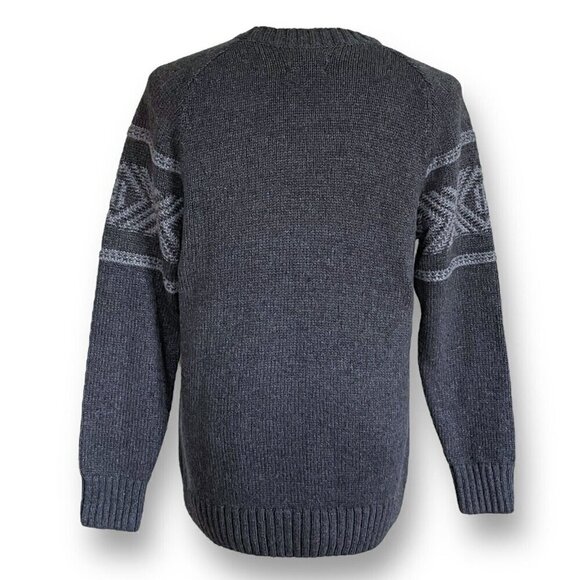 Eddie Bauer Mens Sweater Sz Large Gray Cotton Wool Ski Nordic Knit Pullover - Picture 5 of 6